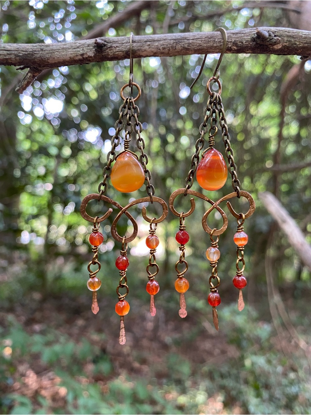 Handcrafted Carnelian Chandelier Earrings